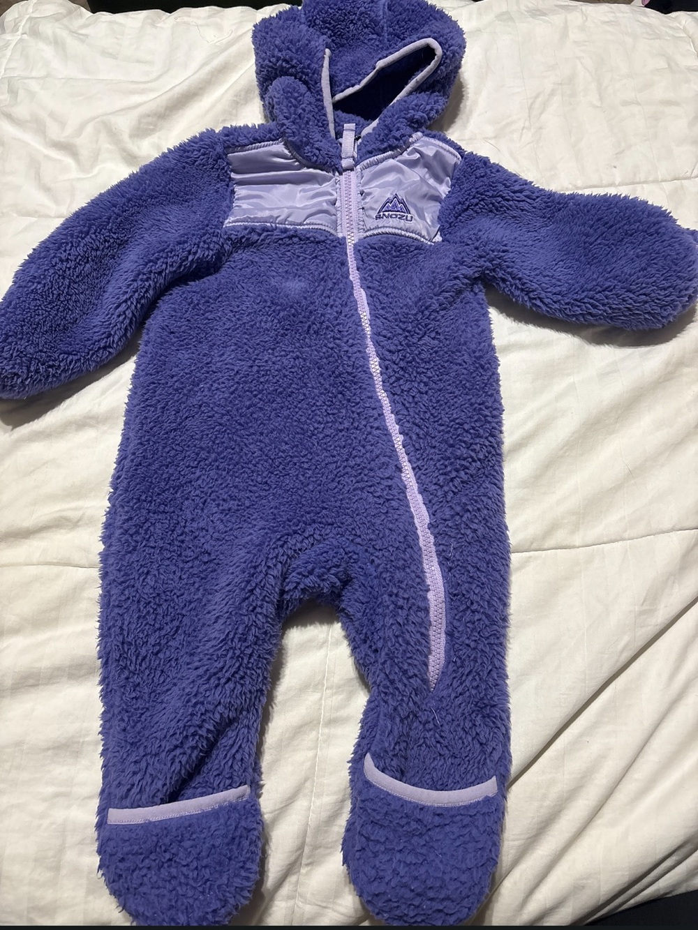 Snozu Purple Plush Sherpa One-Piece Footie with Hood